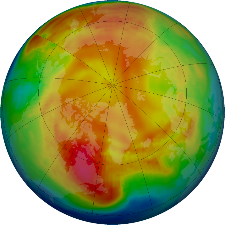 Arctic ozone map for 27 January 1985